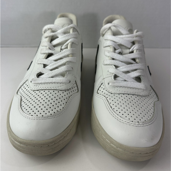 Veja Women’s Sneakers White Leather Black V Logo Lace Up Shoes Size EU 40 US 9 - Picture 7 of 12